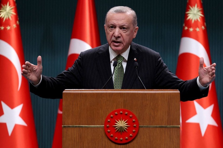 北欧２カ国のＮＡＴＯ加盟阻止の可能性を改めて強調したトルコのエルドアン大統領/Adem Altan/AFP/Getty Images