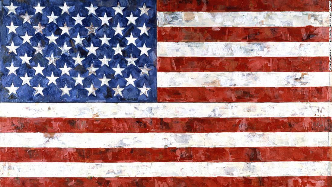 ジャスパー・ジョーンズの１９６７年の作品「Ｆｌａｇ」/Jasper Johns/Licensed by VAGA at Artists Rights Society