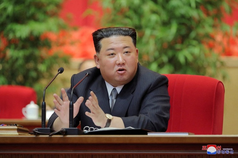 北朝鮮の金正恩総書記。同国はウクライナ東部の親ロシア派地域の「独立」を承認した/KCNA/Reuters