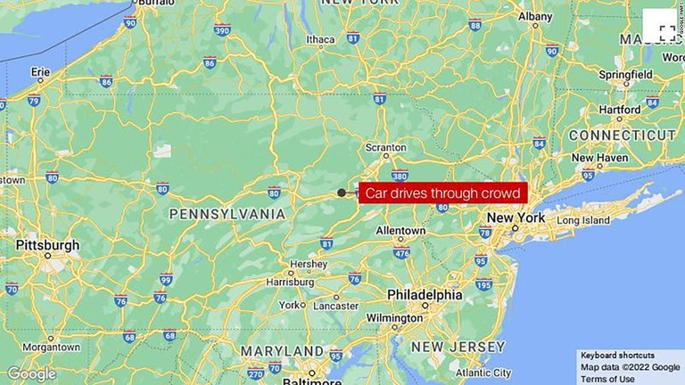 米ペンシルベニア州で、地域のイベント会場に車で突っ込んだ後、近くの町で女性を殺害したとして、男が逮捕された/Google Maps