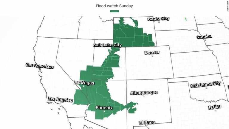 アリゾナ州からワイオミング州にかけて洪水注意報が発令された/CNN Weather