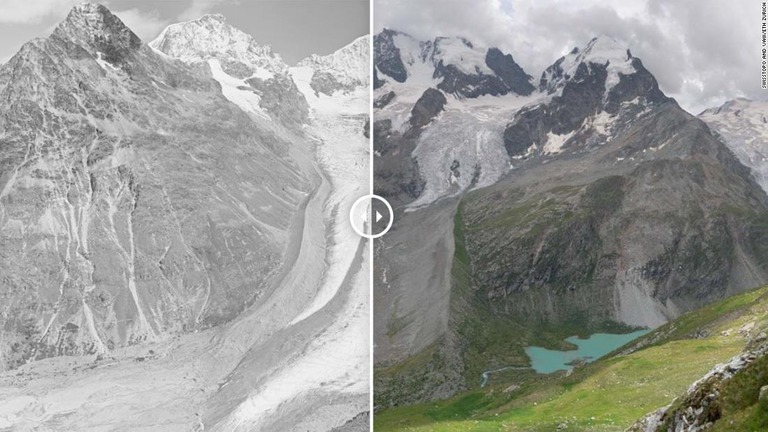 スイスの氷河が、１９３１～２０１６年に半減したことを示す比較写真が公開された/Swisstopo and VAW/ETH Zurich