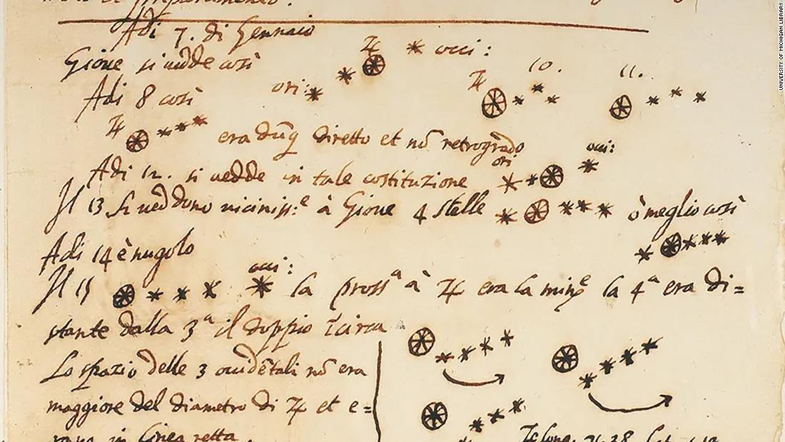 ガリレオが木星の衛星の発見について記したメモとされてきた手稿が贋作と分かった