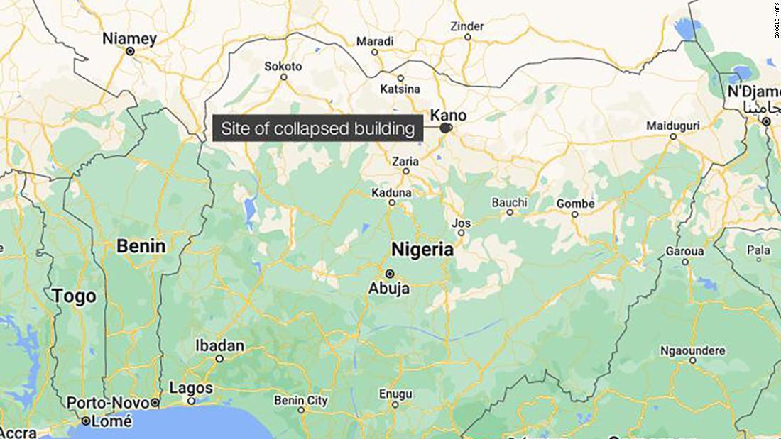 建物が崩壊した現場のあるナイジェリア・カノ州/Google Maps