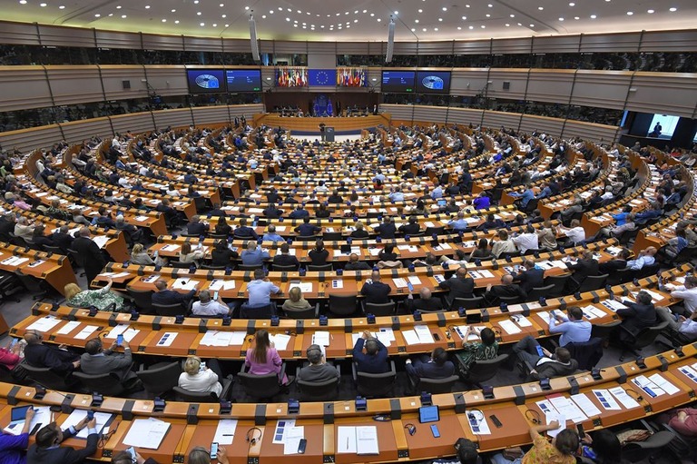 ベルギー・ブリュッセルで開かれている欧州議会/John Thys/AFP/Getty Images