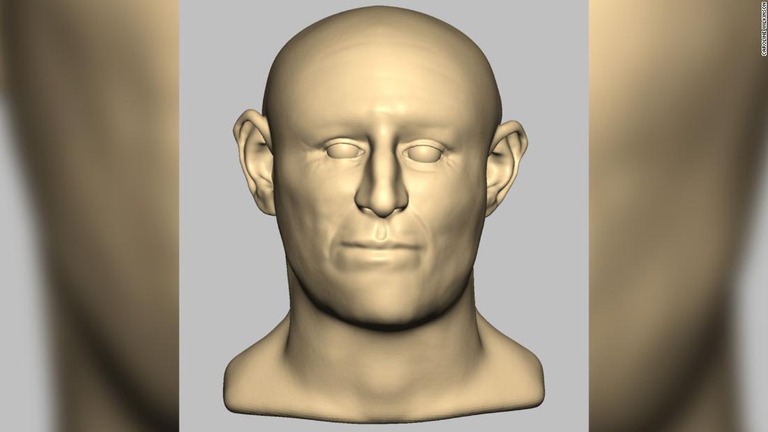 中世の井戸から見つかった成人の遺骨の顔をデジタルで復元した画像/Caroline Wilkinson