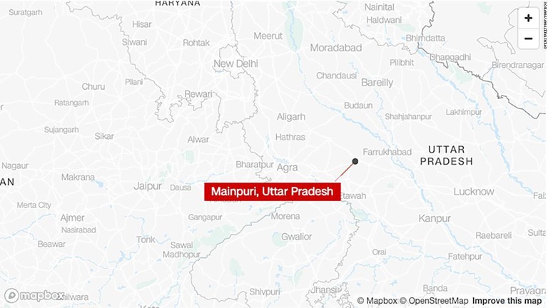 事件はインド北部ウッタルプラデシュ州マインプリで起きた/OpenStreetMap/Mapbox