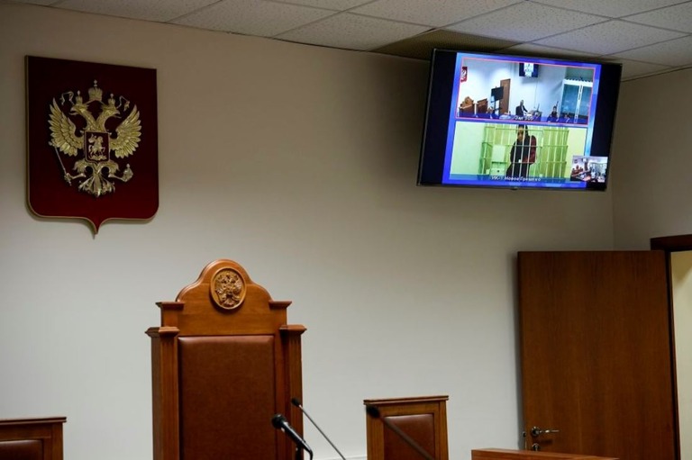 グライナー氏の判決に対する控訴審が行われたモスクワ地方裁判所/ Alexander Zemlianichenko/AP