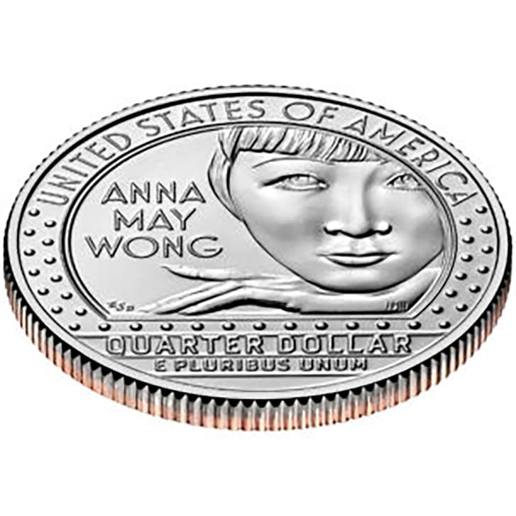 ウォンの肖像は２５セント硬貨の裏面に登場。表面にはジョージ・ワシントンの肖像が刻まれている/ Burwell Photography/usmint.gov