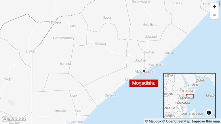 ソマリア首都モガディシオのホテルで爆発があった/Mapbox