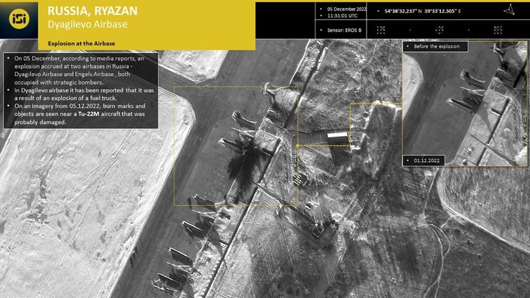 ロシア空軍基地に被害か、爆発発生後とみられる衛星画像