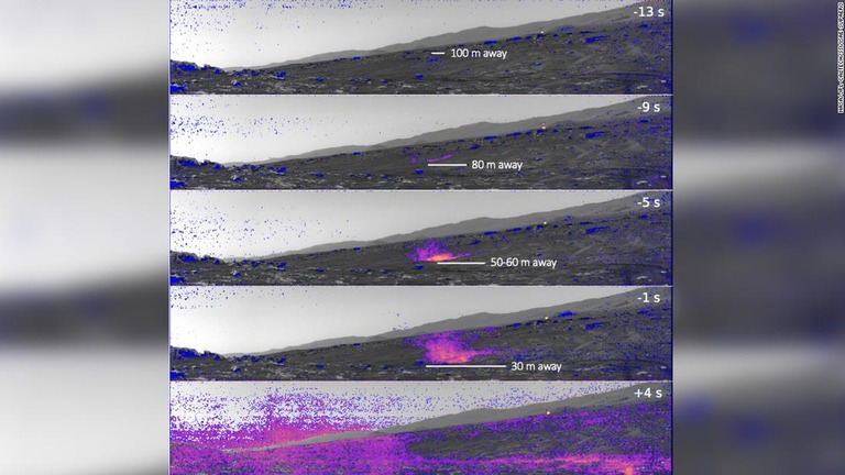 カメラが捉えた塵旋風（じんせんぷう）の様子/NASA/JPL-Caltech/SSI/ISAE-SUPAERO