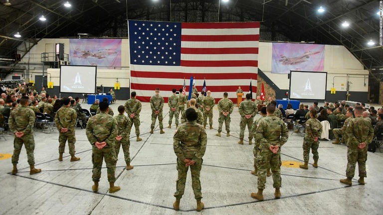 在韓米宇宙軍の発足式に出席する米軍兵士ら
/Song Kyung-Seokl/Getty Images