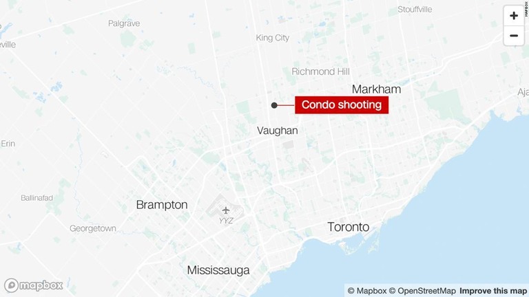 カナダ・トロント郊外のマンションで銃撃事件が発生した/Mapbox