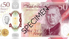 英チャールズ国王の肖像入り紙幣、イングランド銀行が披露