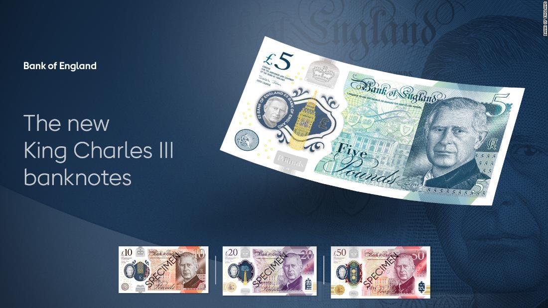 チャールズ国王の肖像は５ポンド、１０ポンド、２０ポンド、５０ポンドの紙幣に描かれる/Bank of England