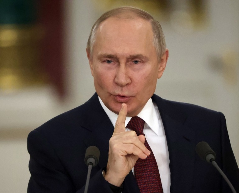 ロシアのプーチン大統領＝２２日、ロシア首都モスクワのクレムリン/Stringer/Getty Images