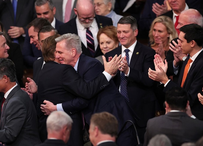 下院議長に選出されたマッカーシー氏/ (Win McNamee/Getty Images)