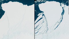 南極大陸、ロンドン並みの巨大氷山が分離