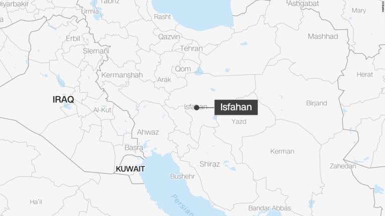 イラン中部イスファハンの軍需工場がドローン（無人航空機）による攻撃を受けたことがわかった/Mapbox
