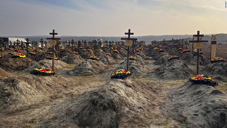 ロシア「ワグネル」の傭兵部隊の墓地＝１月２２日、ロシア・クラスノダール州/Reuters 