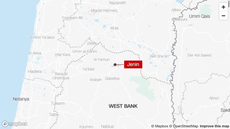 ヨルダン川西岸のジェニンを急襲したイスラエル軍が、１４歳の少年を殺害した/Mapbox