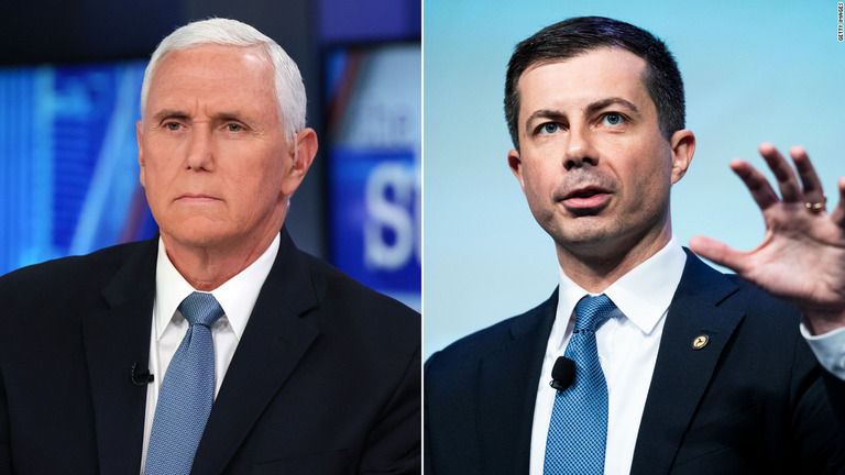 ペンス前副大統領（左）が発したブティジェッジ運輸長官を巡るジョークに批判の声/Getty Images
