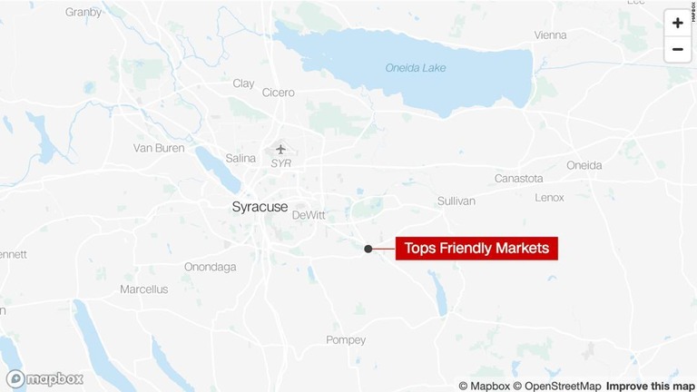 米ニューヨーク州で、スーパーを銃撃するとチャットで予告した男が逮捕された/Mapbox