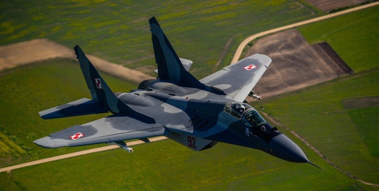 ポーランド空軍のミグ２９戦闘機/Jakub Kaminski/EPA/Shutterstock
