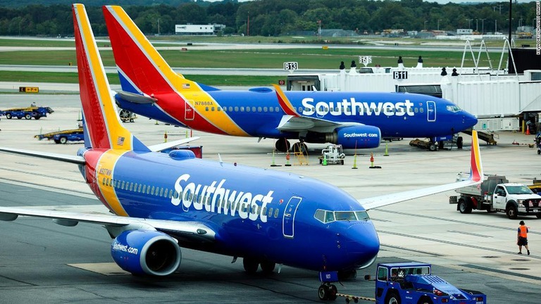 米サウスウェスト航空の旅客機/Kevin Dietsch/Getty Images