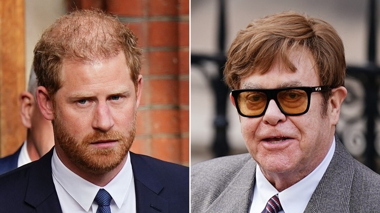 大衆紙に対する訴訟で、ヘンリー王子（左）や手エルトン・ジョン氏が出廷した/Getty Images