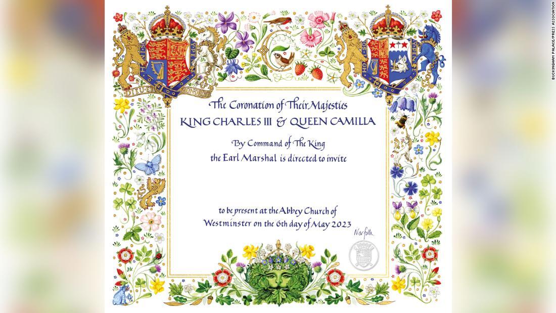 カミラ王妃に対し「クイーン（Ｑｕｅｅｎ）」の称号が使われた戴冠式の招待状/Buckingham Palace/Press Association