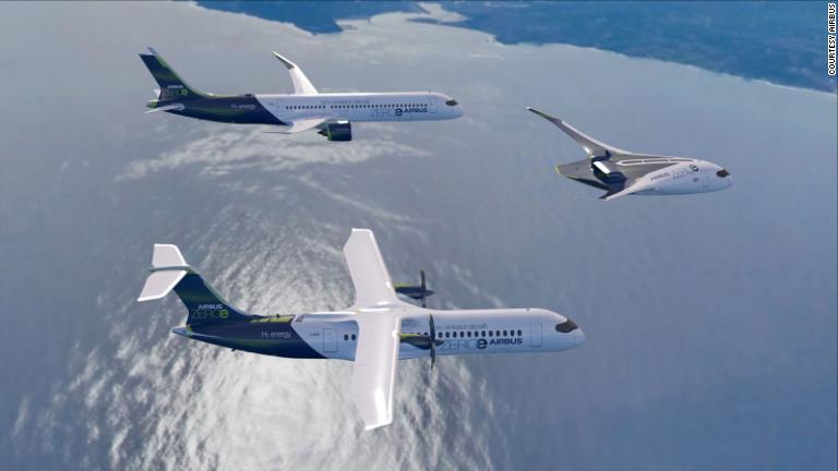エアバスは水素を動力とするゼロエミッション機３種類を計画している/Courtesy Airbus
