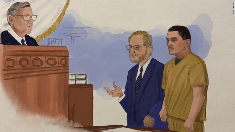 テシェイラ容疑者の罪状認否の様子を描いた法廷画/Dale Stephanos