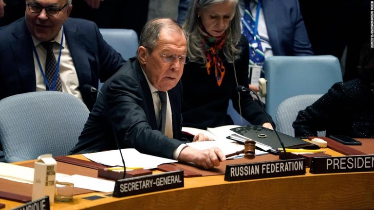 ロシアが今月１日に議長国に就任したことを受け、複数の外交官が「エイプリルフールの冗談」と形容していた/Timothy A. Clary/AFP/Getty Images
