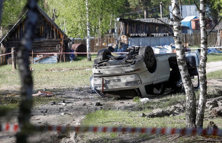 プリレピン氏の乗っていた車が６日、ニジニノブゴロド州で爆破されていた/Anastasia Makarycheva/Reuters