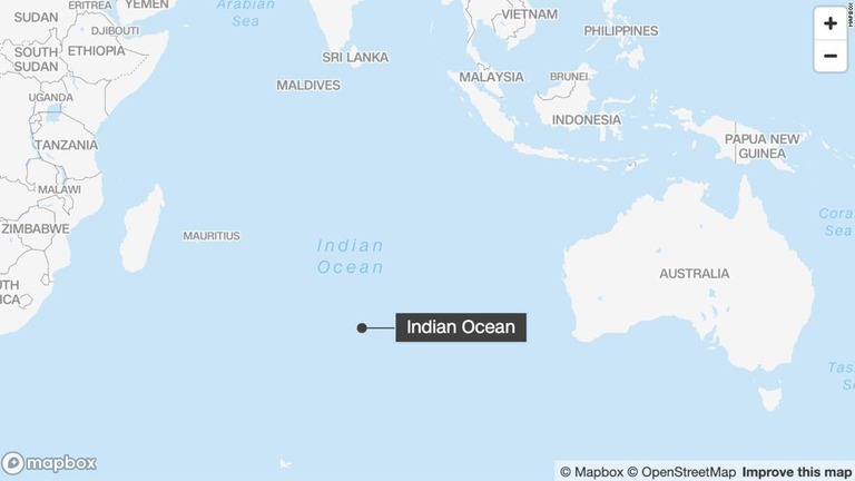 インド洋で中国漁船が転覆し、行方不明者が出ている/mapbox
