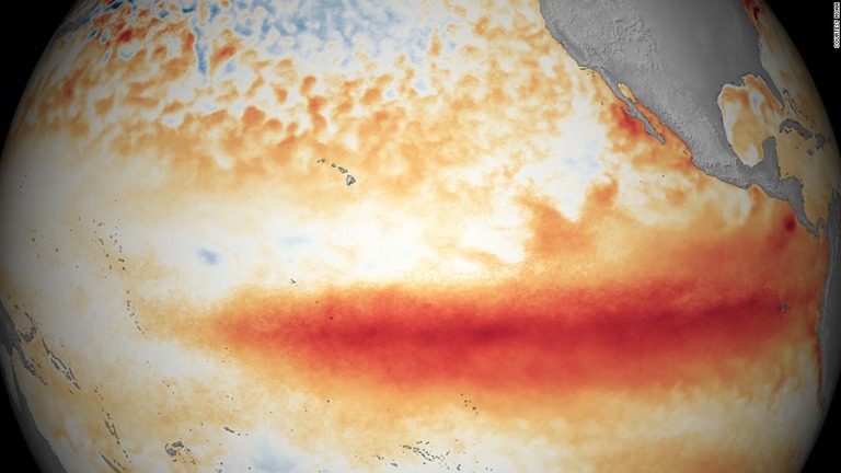 ２０１６年、強力なエルニーニョ現象による熱帯太平洋の高温化を表した画像/Courtesy NOAA
