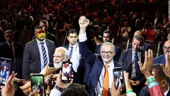 インドのモディ首相が豪州訪問　スタジアムで歓迎受ける