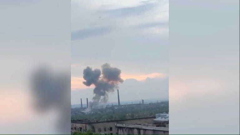 ＳＮＳにはマリウポリで起きた爆発を捉えた動画が投稿された/Mariupol City Council/Telegram