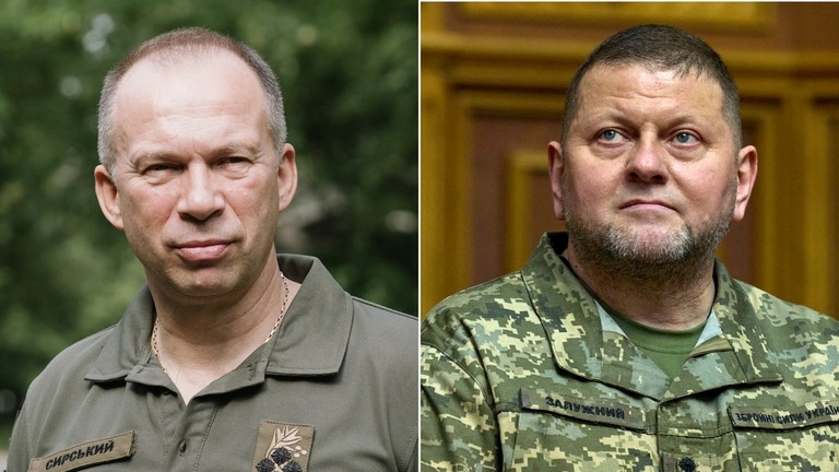 ロシア政府がウクライナ軍のザルジニー総司令官（右）とシルスキー司令官を指名手配/Getty Images, Reuters