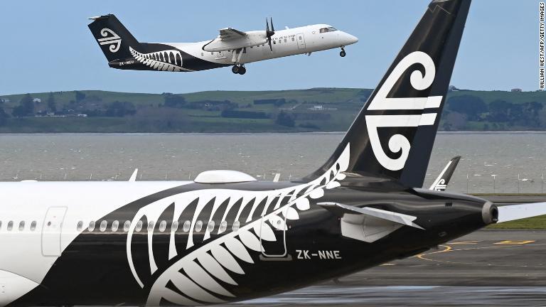 世界航空会社ランキング２０２３年版で首位となったニュージーランド航空/Willian West/AFP/Getty Images