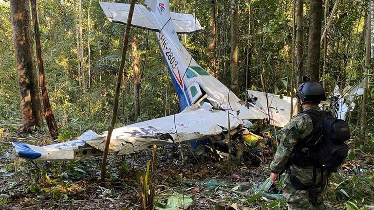 墜落した小型機/Colombia's Armed Forces Press Office/AP