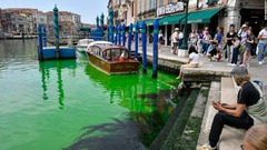 ベネチアの運河、緑の色素は工事用の試薬と判明