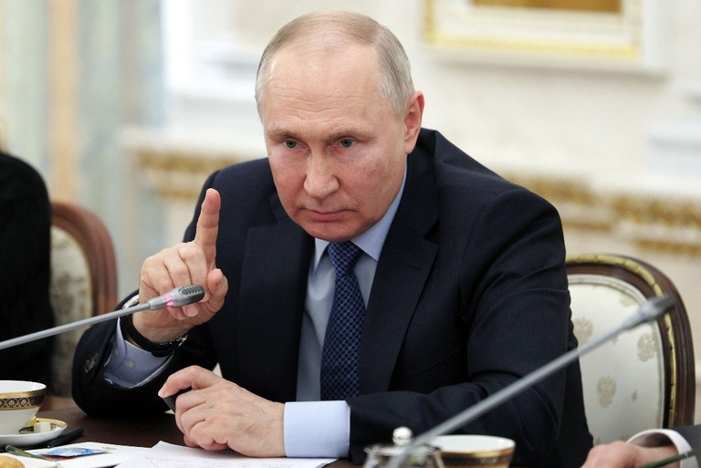 ロシアのプーチン大統領＝１３日、ロシア首都モスクワ/Gavriil Grigorov/Sputnik/AFP/Getty Images