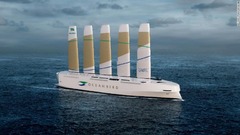 自動車運搬船「オーシャンバード」のイメージ図。ガスの排出を９０％削減するという