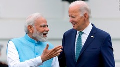 米印が首脳会談、テクノロジーと防衛の協力で合意　中国の影響力念頭