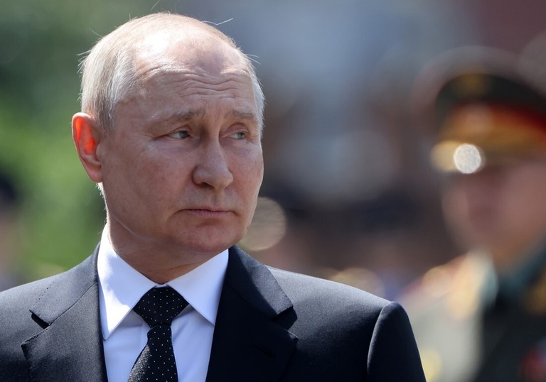 式典に出席したロシアのプーチン大統領＝２２日、ロシア・モスクワ/ Contributor/Getty Images