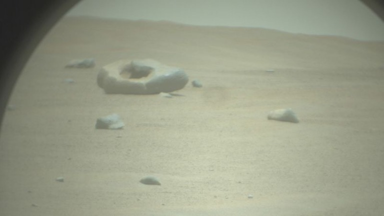 ＮＡＳＡ火星探査車「パーサビアランス」がクレーターの地表に捉えたドーナツ状の岩/NASA/JPL-Caltech/LANL/CNES/IRAP