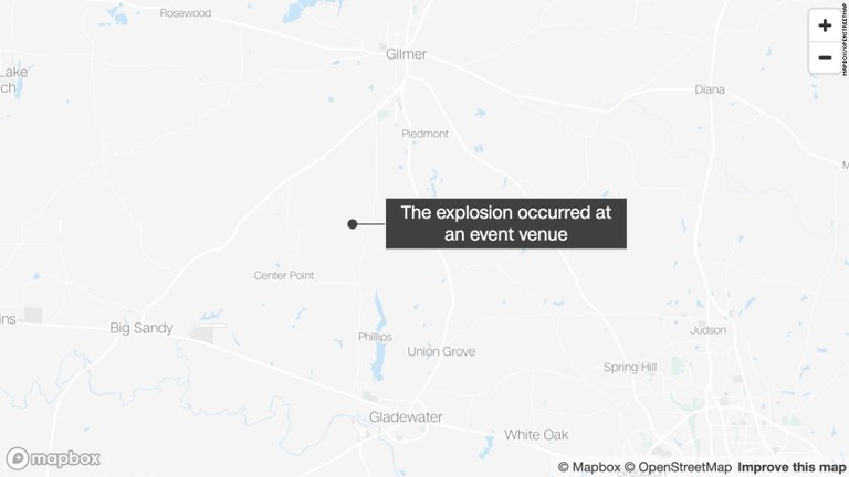 爆発が起きた米テキサス州の花火大会の会場付近/MapBox/OpenStreetMap